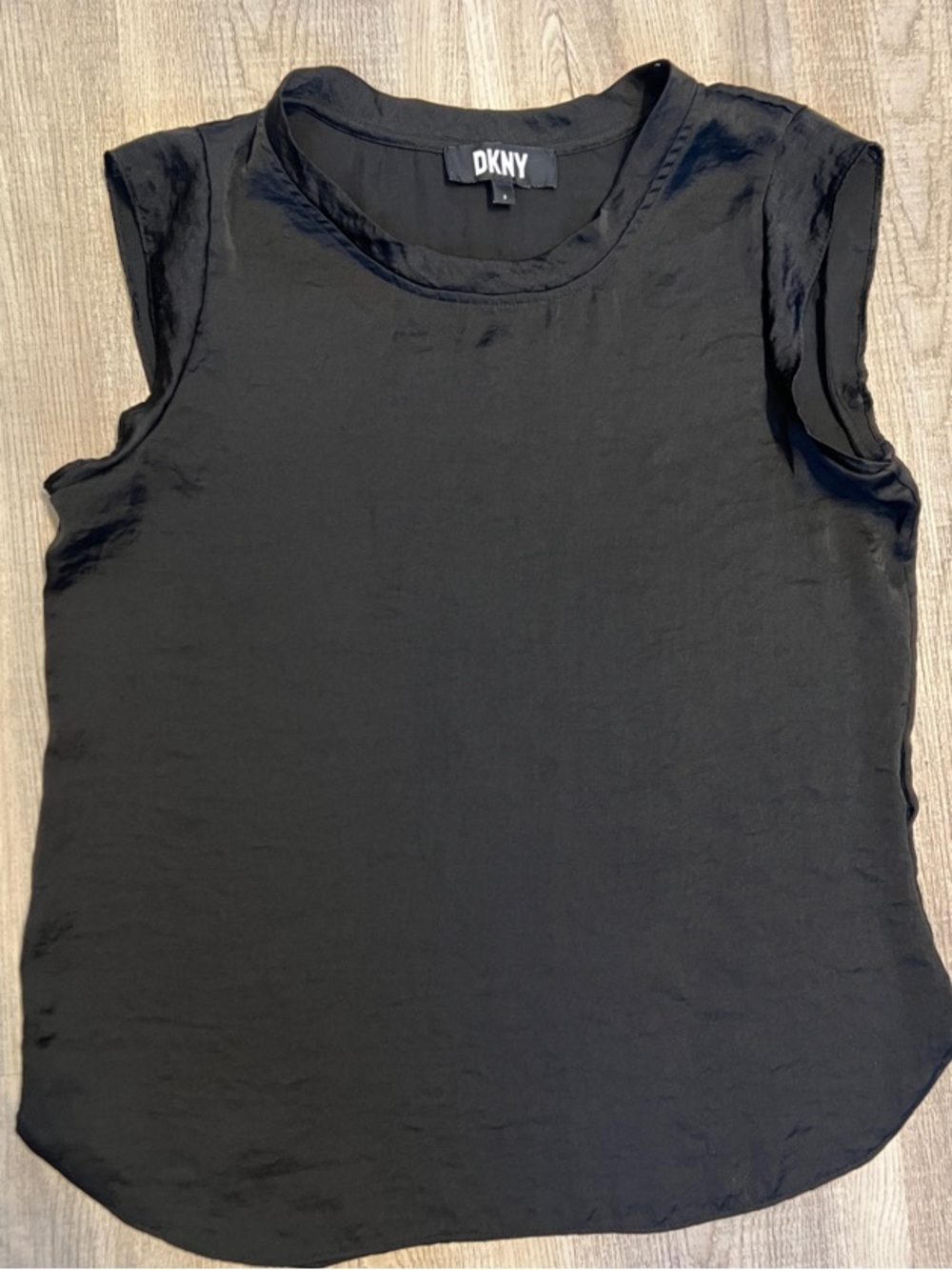 DKNY Black Sleeveless Crewneck Camisole silk